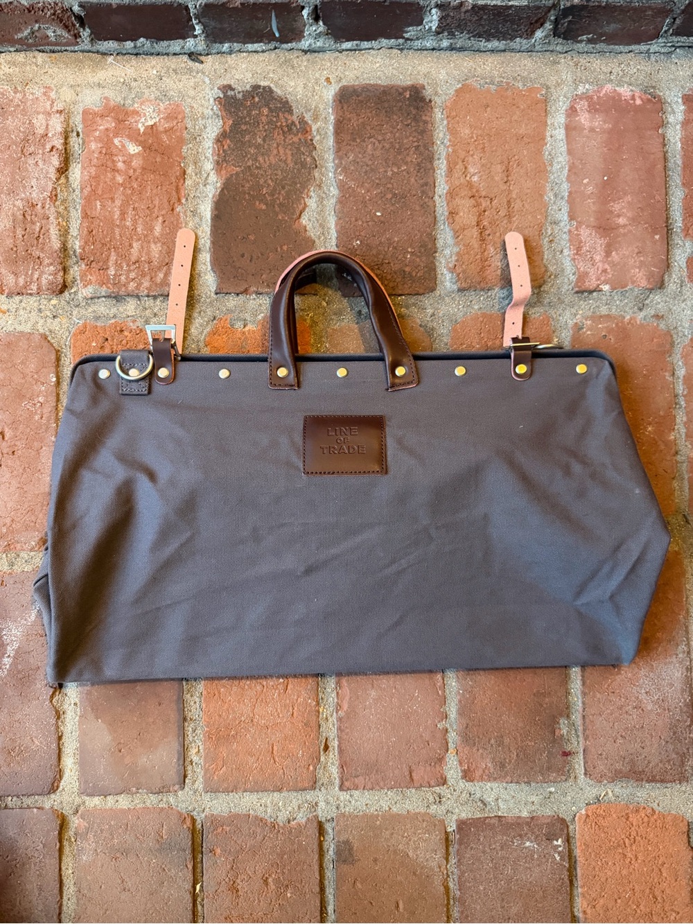 Line of Trade Brown Canvas Travel Duffel with Leather Trim